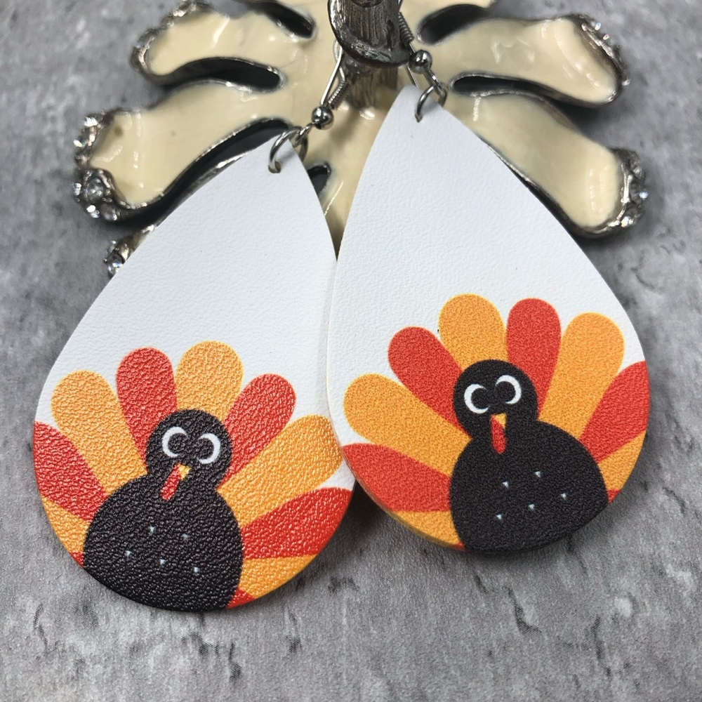Faux Leather Fall Thanksgiving Earrings NWT ✨ - Picture 6 of 8